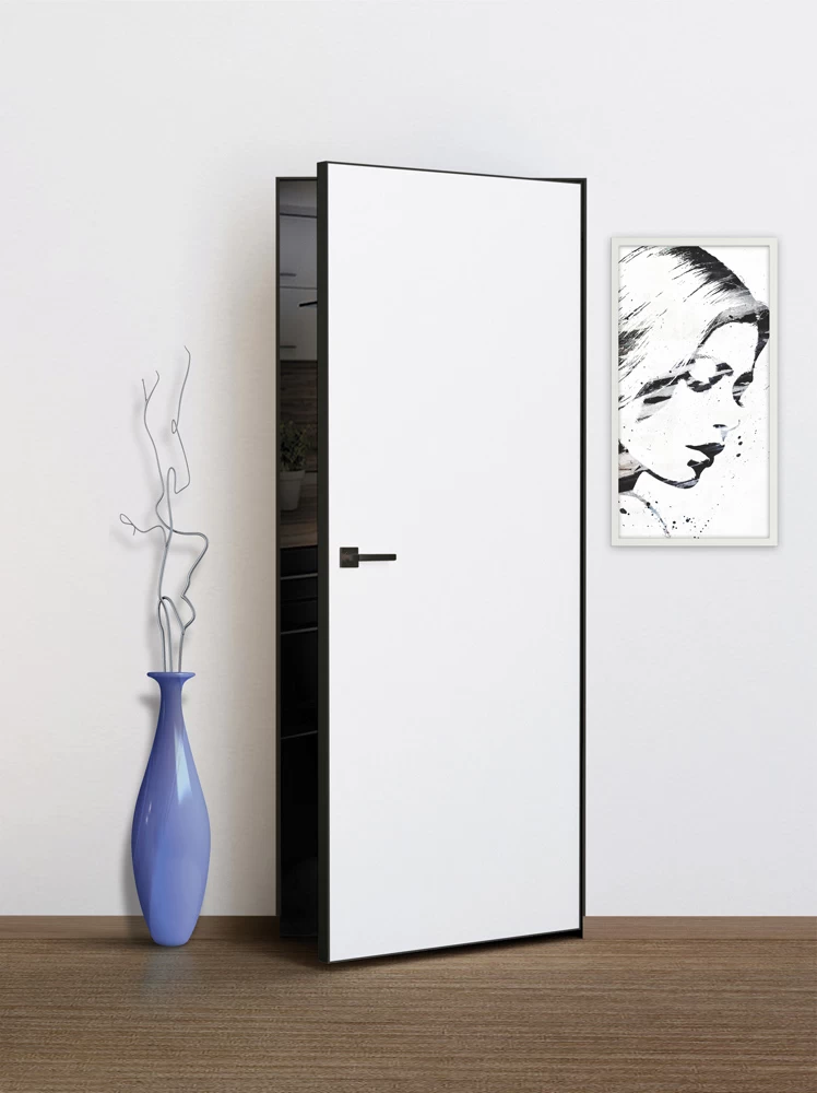 Фото Межкомнатная дверь Фьюжн, кромка AL черная с 4-х сторон белый грунт