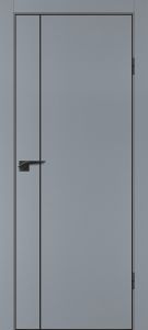 Межкомнатная дверь P-21  черный молдинг PET,  кромка ABS черная c 4-х ст. Серый матовый